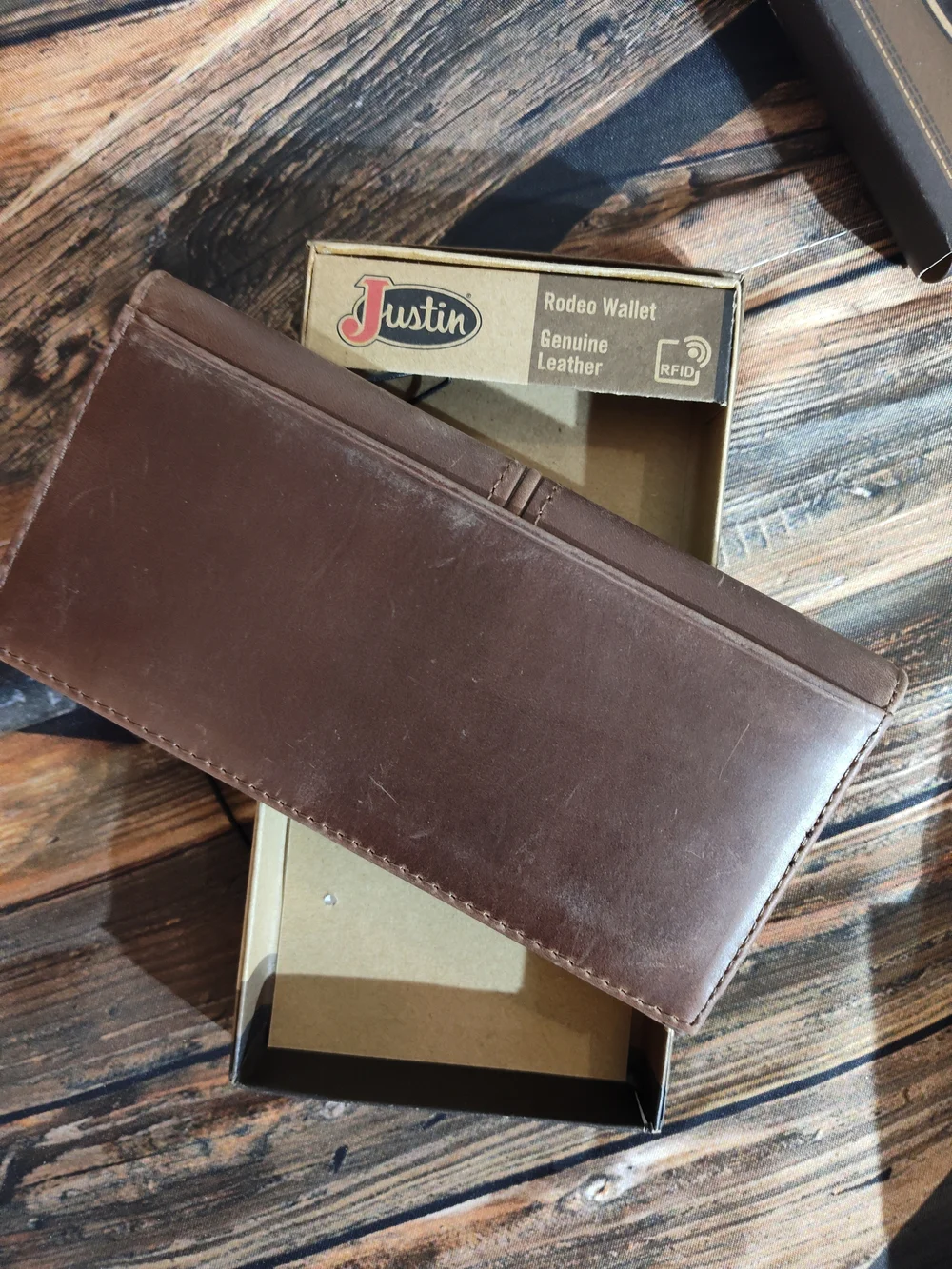 Justin Boots Men’s Rodeo Genuine Leather Wallets - Brown Set Of 2